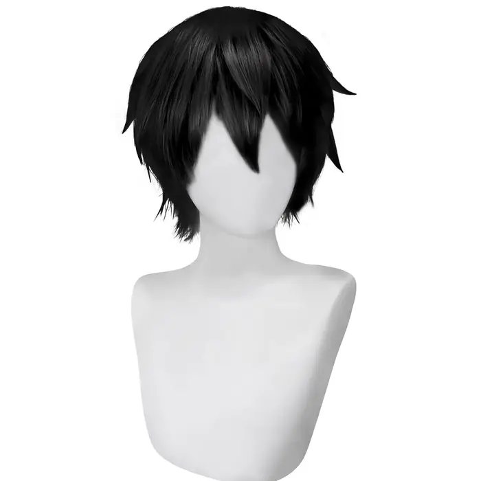 Perruque noire pour hommes et femmes