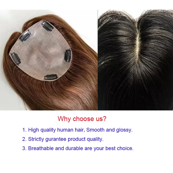 Vente chaude chine perruque Base en soie indien réel Remy Extensions de cheveux humains Topper