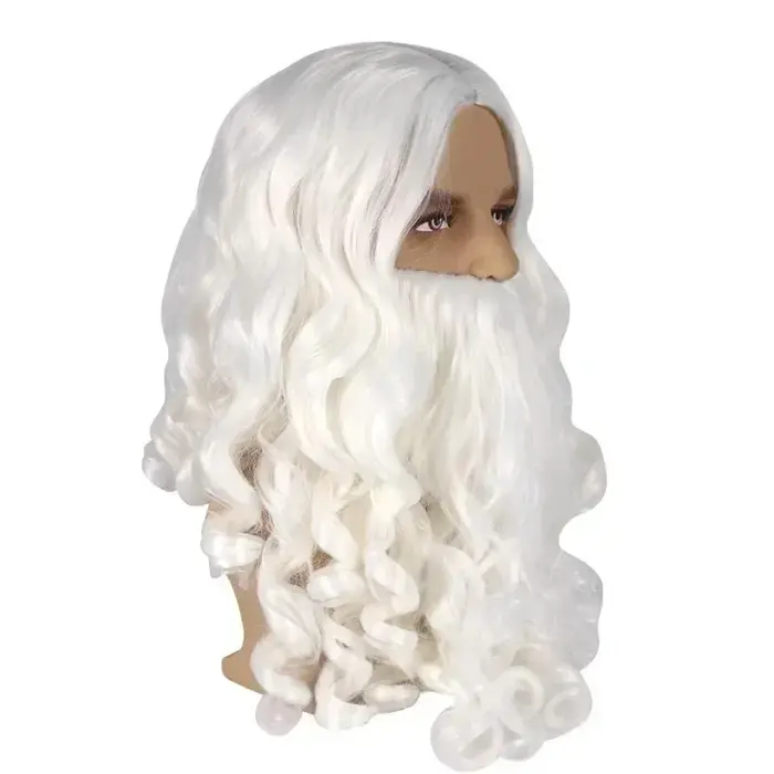 Perruque synthétique blanche avec barbe du père noël
