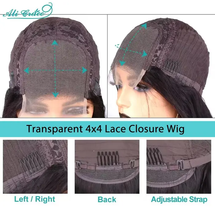 Ali Grace cheveux droite courte Bob perruque 4x4 dentelle fermeture
