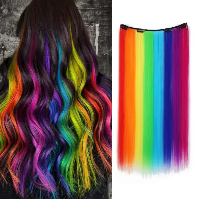 Extensions synthétiques de cheveux colorés de 22 pouces