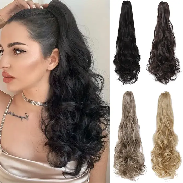 Extensions de queue de cheval longues et bouclées, pince à griffes ondulées, faux cheveux de queue de cheval pour femmes, faux queue de cheval synthétique naturelle
