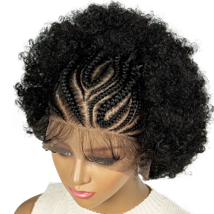 Perruque Afro crépue bouclée, perruques tressées courtes de 6 pouces pour femmes noires, perruques s