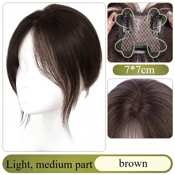 Perruque femme Figure-huit frange ajouter du Volume à la haut de la tête frange naturelle Extensions
