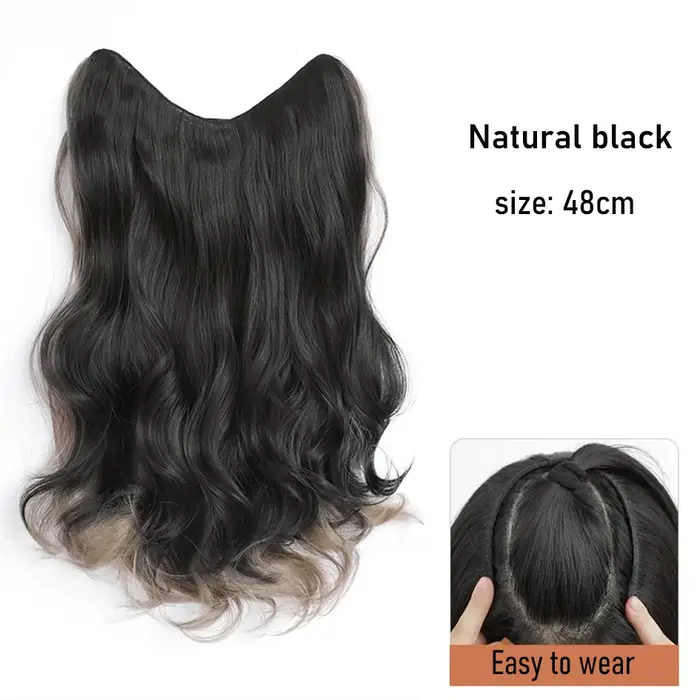 Synthétique 5 clips 50 cm extensions de cheveux colorées vague d'eau perruque rose perruque gris per