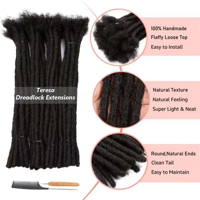 6-12 poucesDreadlocks Extensions synthétiques dreads cheveux Reggae Hip-hop synthétique Afro crépus Style Locs