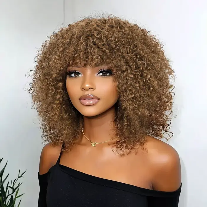 Perruques Bob Courtes Bouclées en Cheveux Humains