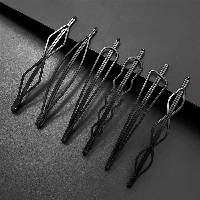 6 pièces/ensemble épingles à cheveux noires ondulées