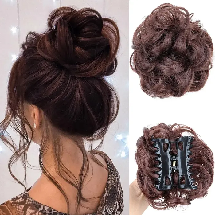 Chignon synthétique en désordre pour femmes