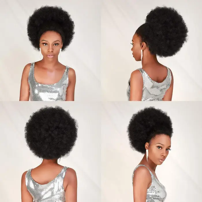 Extensions synthétiques queue de cheval Afro avec cordon de serrage, 10 pouces, pour femmes noires,