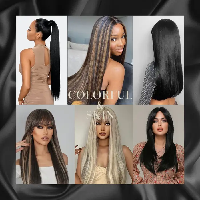 20 pouces 10 pièces bande dans les Extensions de cheveux synthétique longue bande droite postiche sa