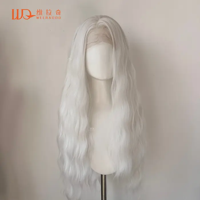 Perruque Lace Front Wig synthétique ondulée blonde mixte pour femmes