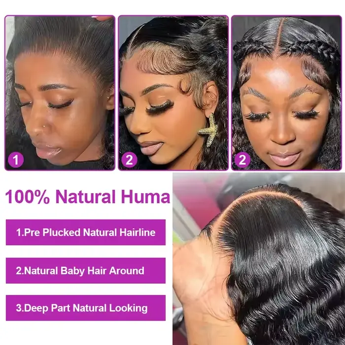 Perruque frontale Deep Wave 300 densité 13x6 HD sans colle 100% cheveux humains, perruque Lace Front