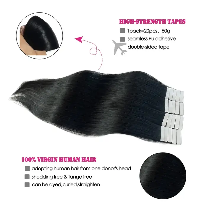 Extensions de cheveux à bandes adhésives