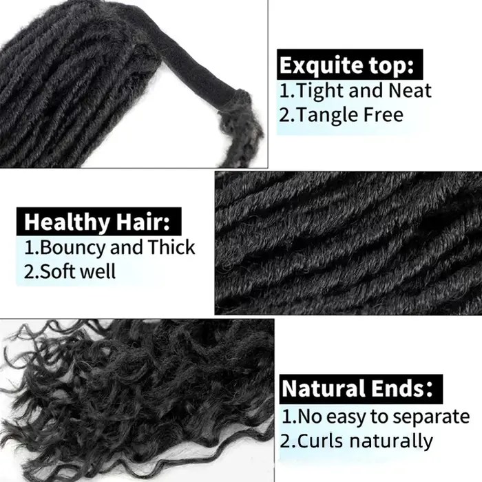 Extensions de queue de cheval à clipser, fausses locks torsadées pour femmes noires, postiches synthétiques Goddess Locs à enrouler