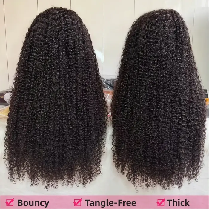 Perruque mi-tête bouclée crépue en cheveux humains pour femmes