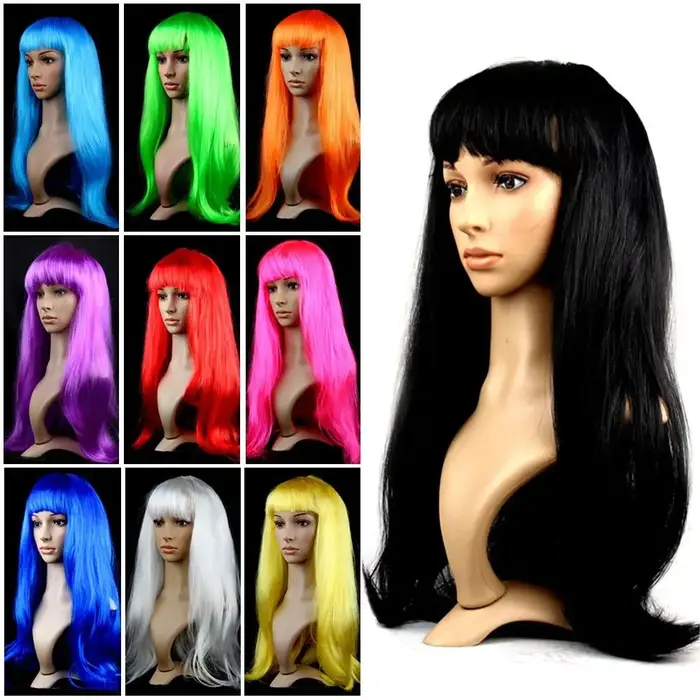 Perruque de cheveux longs et lisses pour femmes