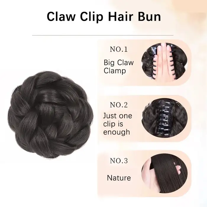 Perruque chignon tressé synthétique pour femme avec pince à cheveux, accessoires capillaires