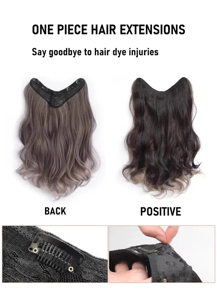 Synthétique 5 clips 50 cm extensions de cheveux colorées vague d'eau perruque rose