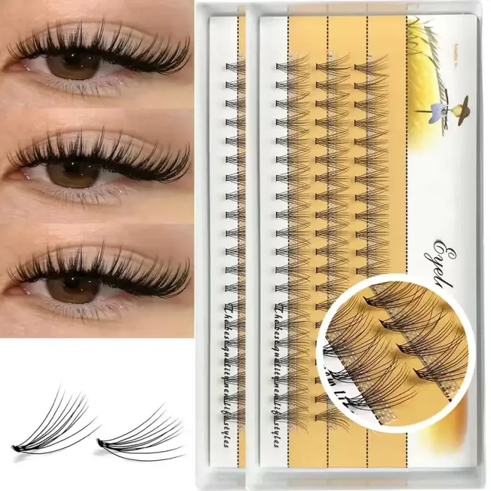 1 boîte/60 paquets de cils de vison naturel 3D russe extension
