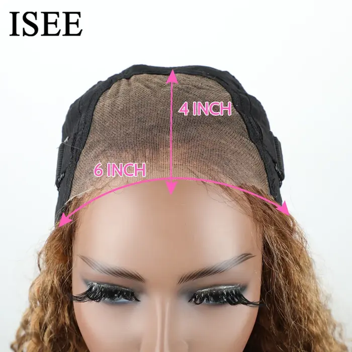 Wear And Go perruque sans colle Ombre ISEE cheveux mettre en évidence mongole vague profonde 6x4 Hd dentelle sans