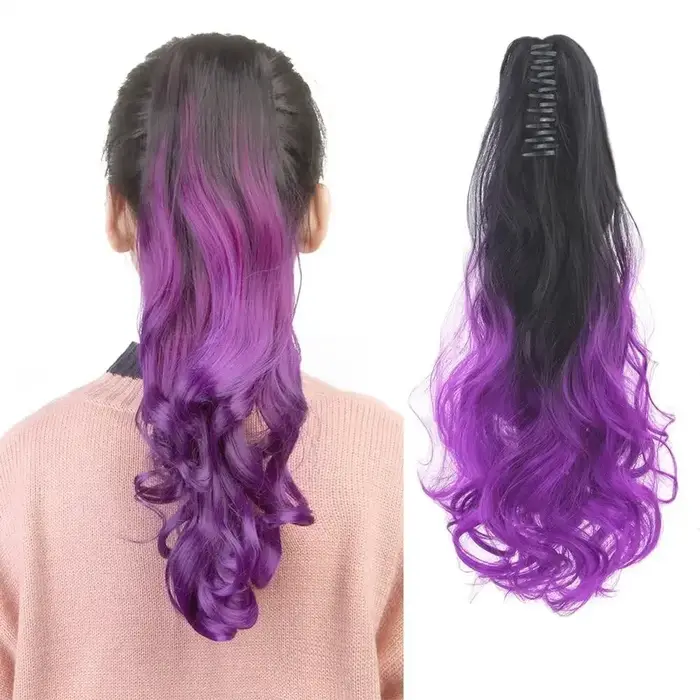 Soowee synthétique bouclés Ombre bleu griffe queue de cheval pince dans l'extension de cheveux