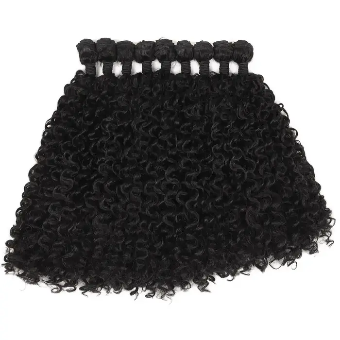 Extensions de Cheveux Synthétiques Bouclés Crépus 20 22 24 Pouces 9 Pièces pour Tête Entière, Fibres