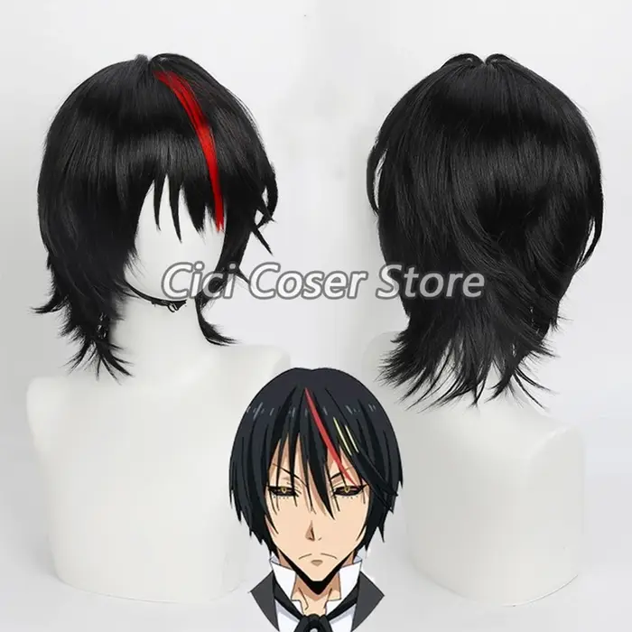 Diablo Cosplay perruque Anime j'ai réincarné comme un jeu de rôle Slime noir cheveux courts rouge ho