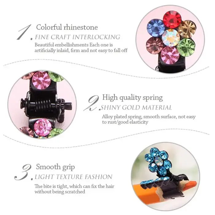 Mini pince à cheveux en cristal pour filles