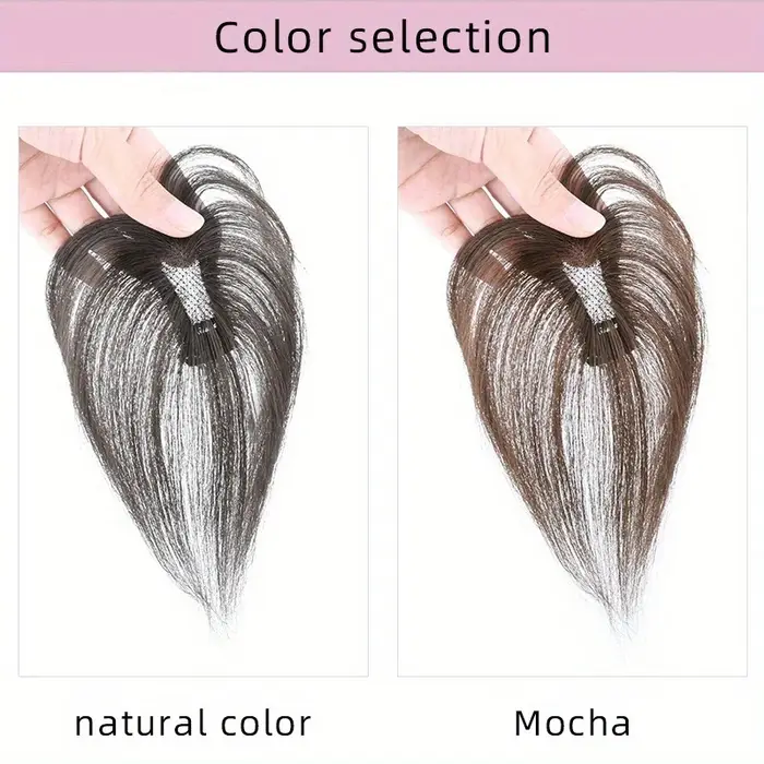 Postiche tissée à la main pour femmes, haut de la tête, couvrant volumineux, cheveux gris, vrais cheveux humains, cheveux complets sans couture, sans Trace