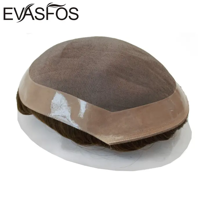 Perruque toupet de cheveux humains naturels pour hommes