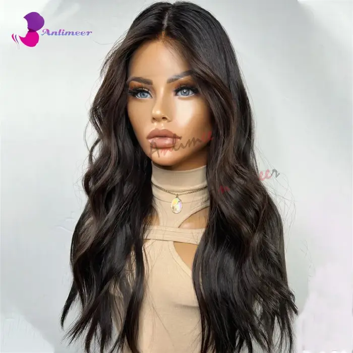 Perruque Lace Frontale Balayage Brun Chocolat en Cheveux Humains Naturels pour Femmes, Perruque Brun