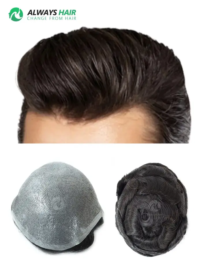 OS21-perruque pour homme, postiche en boucle en V, système de remplacement de cheveux, peau Super fi