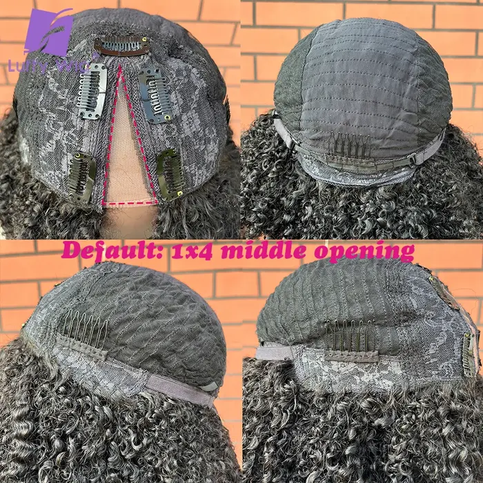 200 densité V forme perruque Afro crépus bouclés cheveux humains V partie