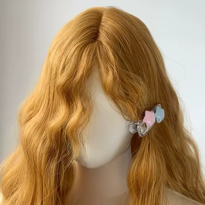 Perruque synthétique à mécanisme de rouleau de laine moelleuse jaune doré | Couverture de cheveux super longs Lolita