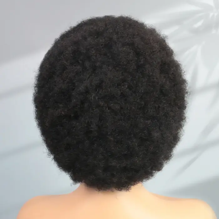 Perruques courtes bouclées afro kinky en cheveux humains avec dentelle frontale 13x4 pour femmes