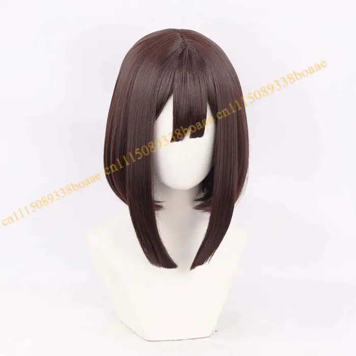 Pomni The Circus – Perruque de cosplay synthétique pour femmes, cheveux courts bruns de 38cm, style