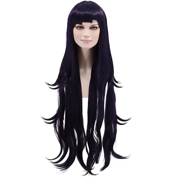 Perruque de Cosplay longue violette Mikan Tsumiki violet foncé