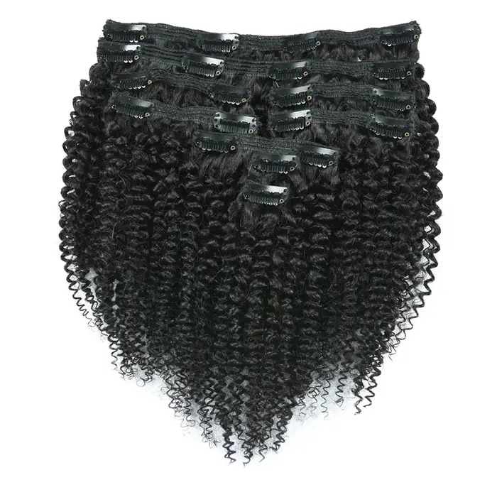 T1B 27-Extension de Cheveux Humains Crépus Afro, Bouclés, Brésiliens Colorés, Tête Complète, 120g/En
