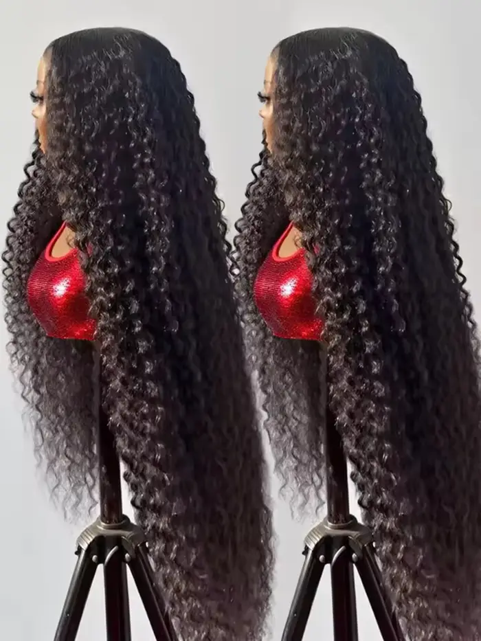 Perruque synthétique noire bouclée crépue 13x4x1 avec dentelle frontale pour femmes noires