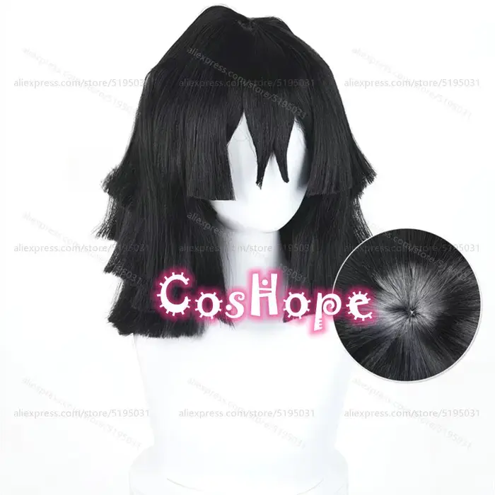 Iguro Obanai Cosplay perruque 40 cm courte