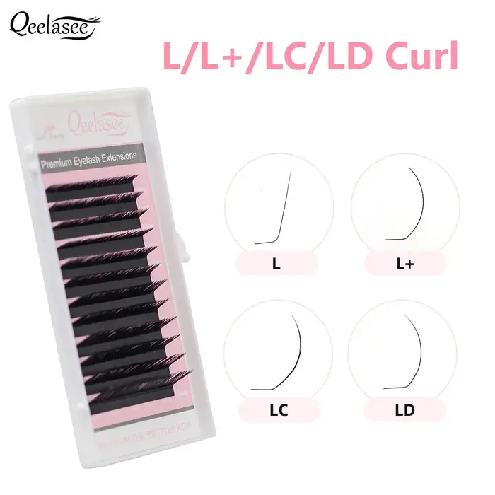 Extensions de cils en vison Qeelasee L L+ LC LD, cils volumineux en forme de L, maquillage, vente en