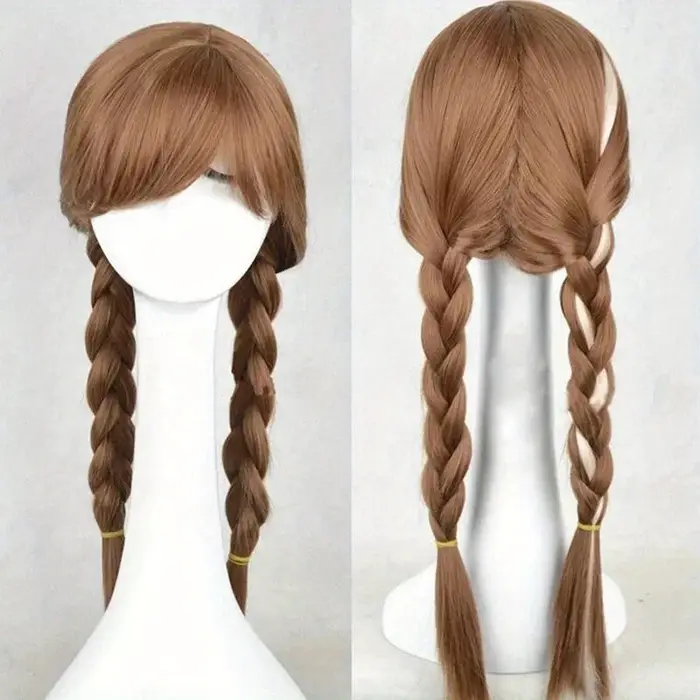Perruque synthétique princesse Anna pour femmes, tresses brunes, perruques de Cosplay pour fête d'ha
