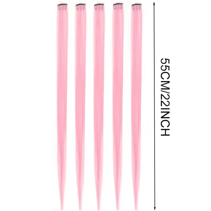 Extensions de cheveux synthétiques colorées à Clip Long de 22 pouces