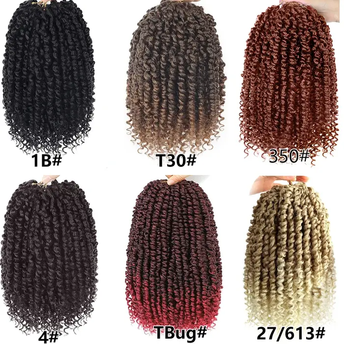 8 paquets de cheveux synthétiques pré-bouclés pour tresses au crochet Passion Twist pour femmes noires
