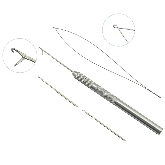 Kit d'extension capillaire 3 couleurs, 1 ensemble de tubes métalliques avec 3 aiguilles et 1 boucle 