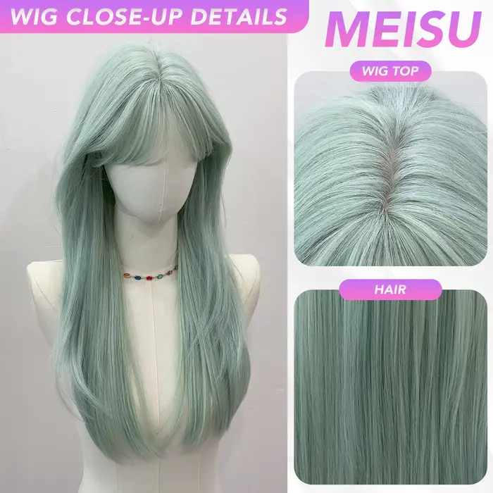 MEISU – perruque synthétique longue et lisse de 24 pouces