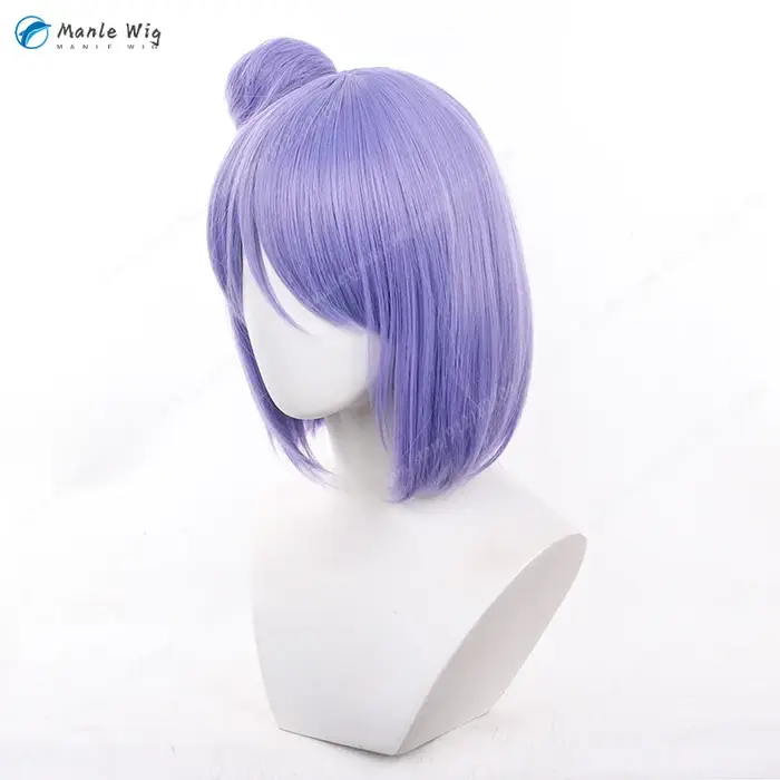 Perruque de Cosplay Anime violette 35cm