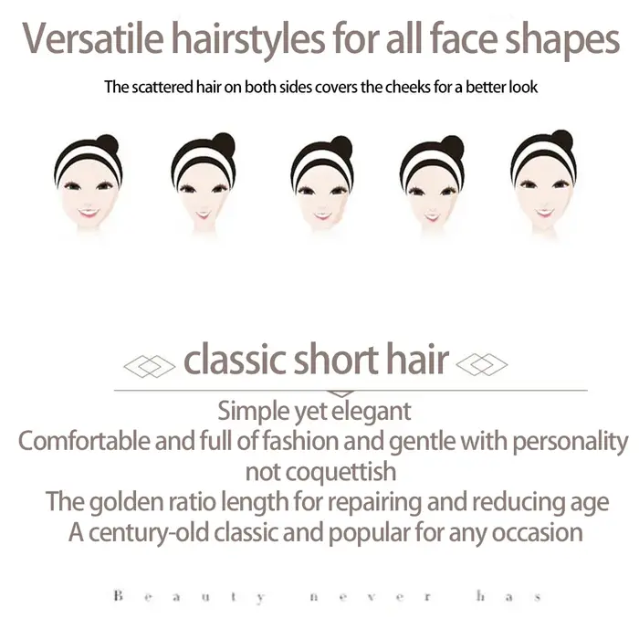 Perruque Synthétique Courte et Lisse Bob Réglable pour Femme