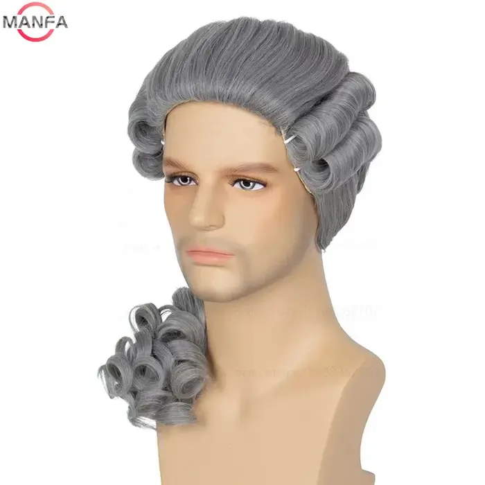 Perruque de Cosplay synthétique bouclée pour avocat